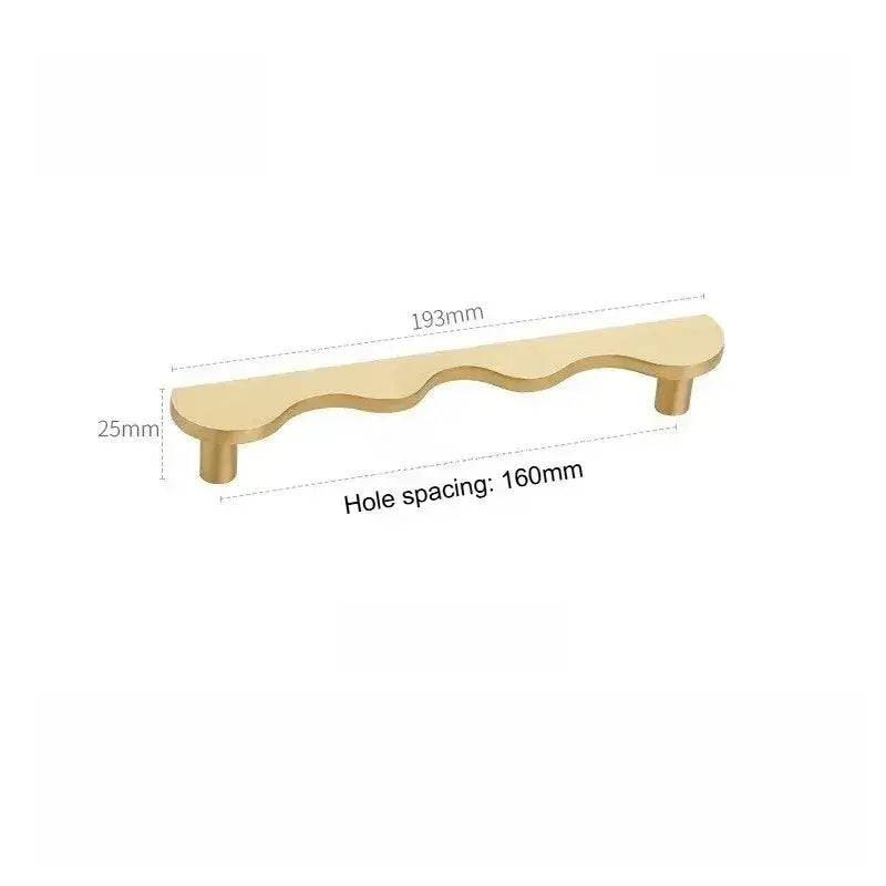 Brass Wave Cabinet Handles Door Knobs |  Luxury Modern Gold & Black Drawer Pulls - Besontique Home