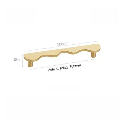 Brass Wave Cabinet Handles Door Knobs |  Luxury Modern Gold & Black Drawer Pulls - Besontique Home