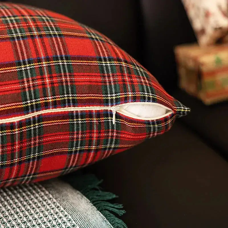 Scottish Tartan Plaid Cushion Cover │ Christmas Home Decorative Throw Pillow Cover - Besontique Home