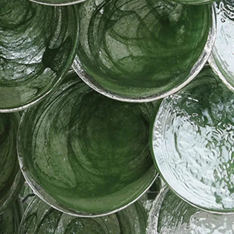 Modern Vintage Dark Green Glass Chandelier │ Crystal Pendant Pendant Ceiling Lamp Light - Besontique Home