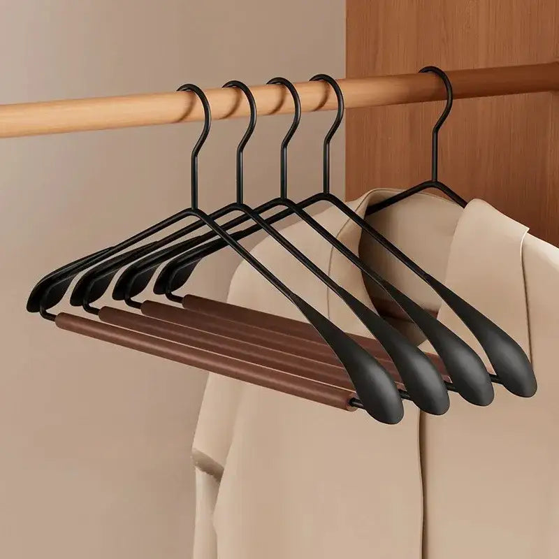 Modern Vintage Heavy-Duty Wood & Black Iron Clothes Hanger │ Wide Non-Slip Garment Racks  Besontique Home