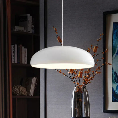 Modern Nordic dome pendant light above dining table orange black white red besontique home decor