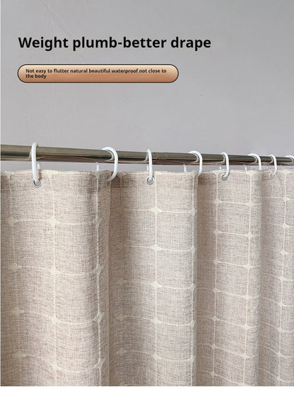 Modern Jacquard Linen Shower Curtain with Tassels (1 pcs)  │ For Nordic Style Bathroom Decor