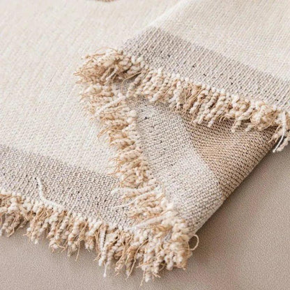 8 Chenille Line Pattern Throw Blanket with Tassel │ Simple Nordic Jacquard Reversible Double Sided Sofa Cover - Besontique Home