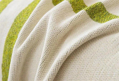 8 Chenille Line Pattern Throw Blanket with Tassel │ Simple Nordic Jacquard Reversible Double Sided Sofa Cover - Besontique Home