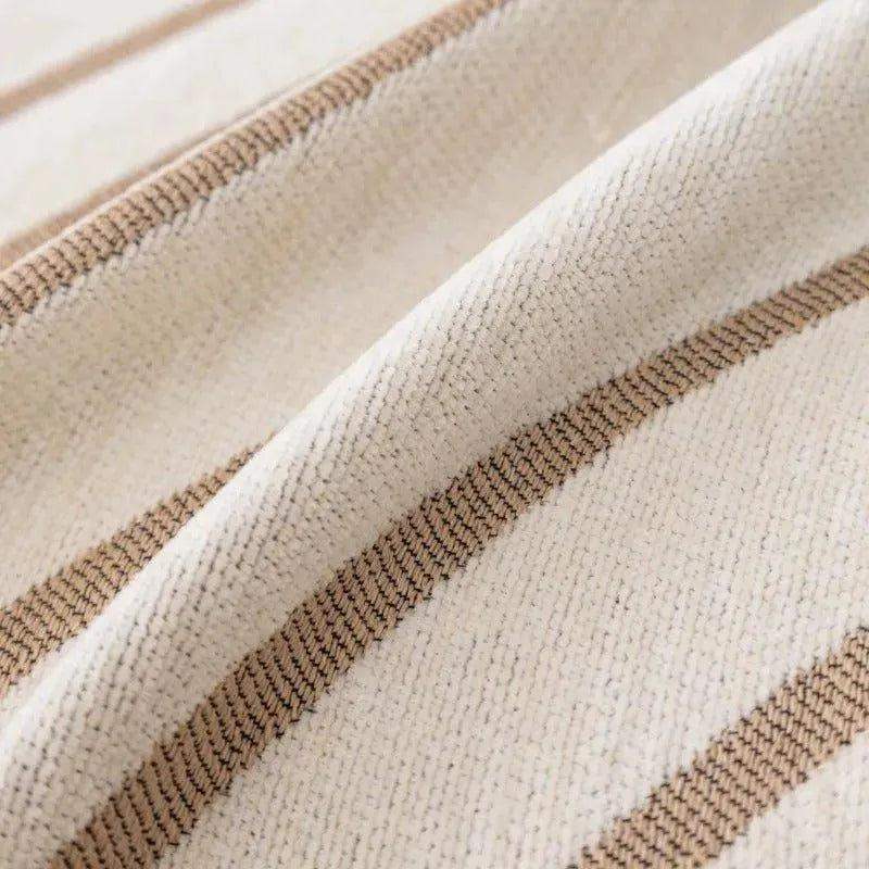 8 Chenille Line Pattern Throw Blanket with Tassel │ Simple Nordic Jacquard Reversible Double Sided Sofa Cover - Besontique Home