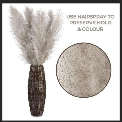 80 cm Natural Real Dried Pampas Grass Bouquet (White / Beige / Gray) │ Fluffy Feather For Modern Boho Home Decoration Ornament - Besontique Home