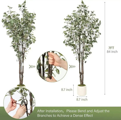 Artificial Eucalyptus Tree │ Decorative Plant with White Planter - Besontique Home