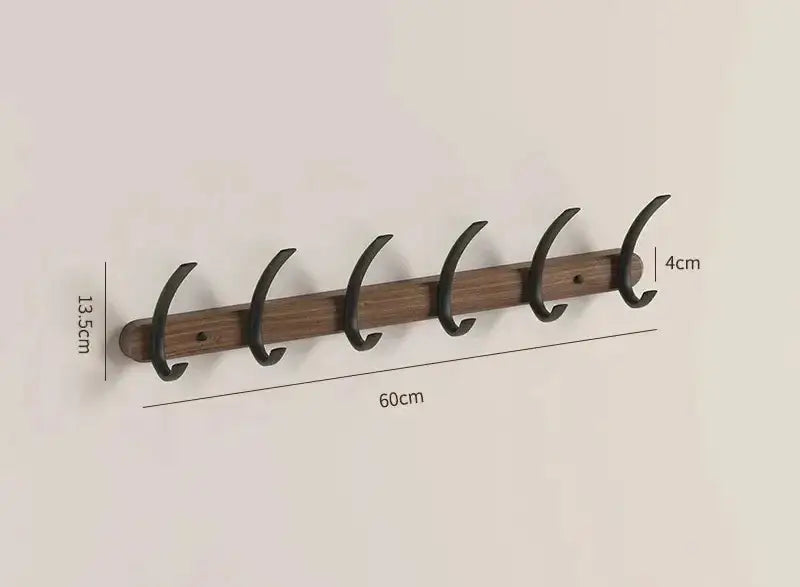 Modern Walnut Moon Shape Coat Rack (White/Black)│ Wall Mounted Wooden Metal Hooks - Besontique Home
