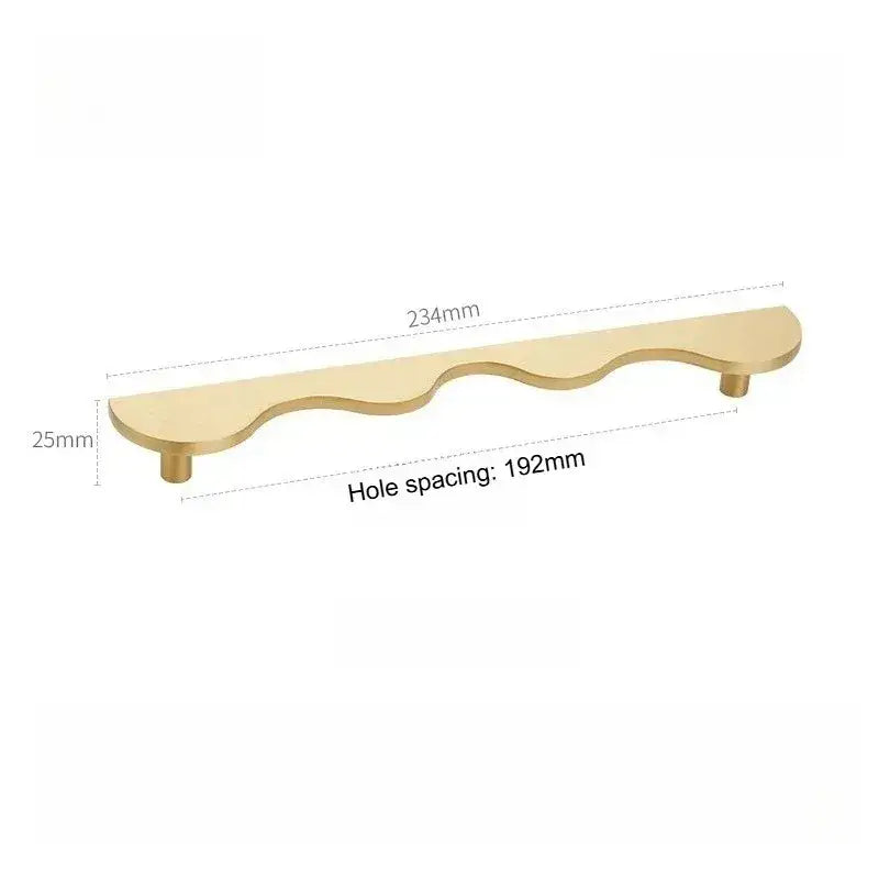 Brass Wave Cabinet Handles Door Knobs |  Luxury Modern Gold & Black Drawer Pulls - Besontique Home