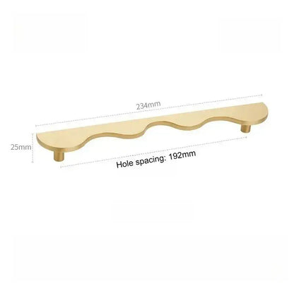 Brass Wave Cabinet Handles Door Knobs |  Luxury Modern Gold & Black Drawer Pulls - Besontique Home