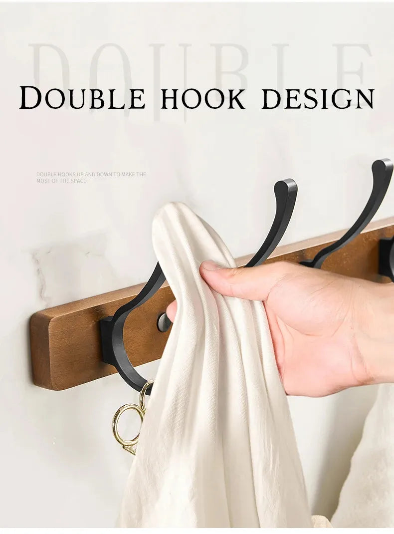 Modern Rustic Wooden Coat Rack Wall Mount with Hooks (Black/White) Besontique Home Decor