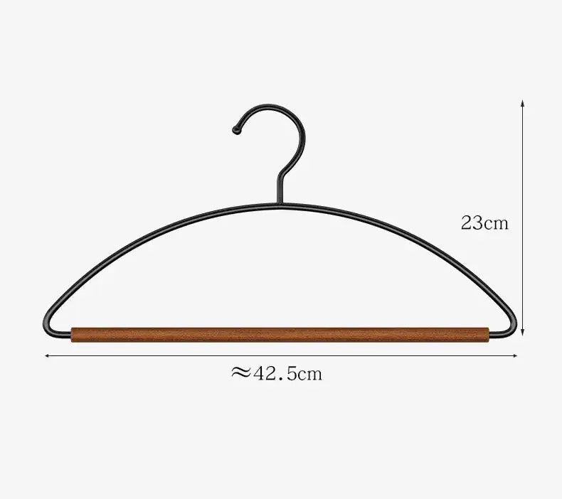 10pcs Luxury Beech Wood Clothes Hangers │ Seamless Iron Wardrobe Clothes Rack with Wood Bar  - Besontique Home