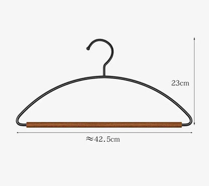 10pcs Luxury Beech Wood Clothes Hangers │ Seamless Iron Wardrobe Clothes Rack with Wood Bar  - Besontique Home