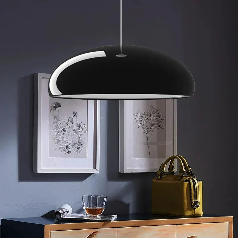 Modern Nordic dome pendant light above dining table orange black white red besontique home decor