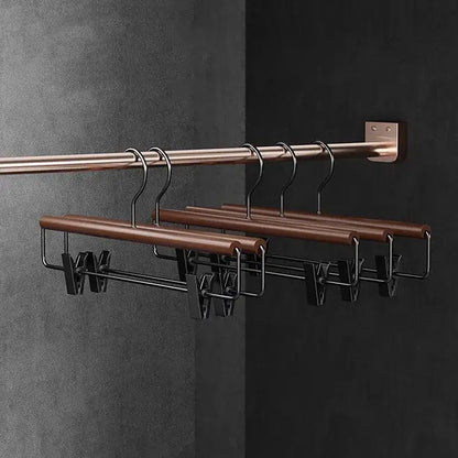 10pcs Luxury Beech Wood Clothes Hangers │ Seamless Iron Wardrobe Clothes Rack with Wood Bar  - Besontique Home
