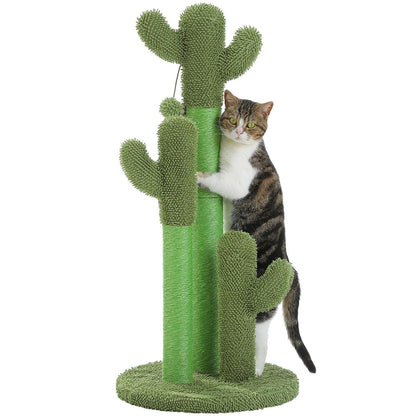 Kaktus-Katzenkratzbaum mit interaktivem baumelnden Ball | Haustierfreundliches Katzenkratzmöbel