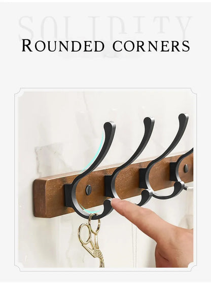 Modern Rustic Wooden Coat Rack Wall Mount with Hooks (Black/White) Besontique Home Decor