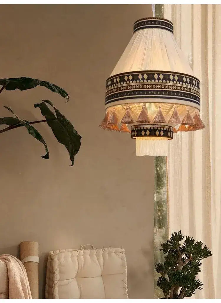 Bohemian Fringe Pendant Tassel Ceiling Light – Boho Style Chandelier for Home Décor - Besontique Home