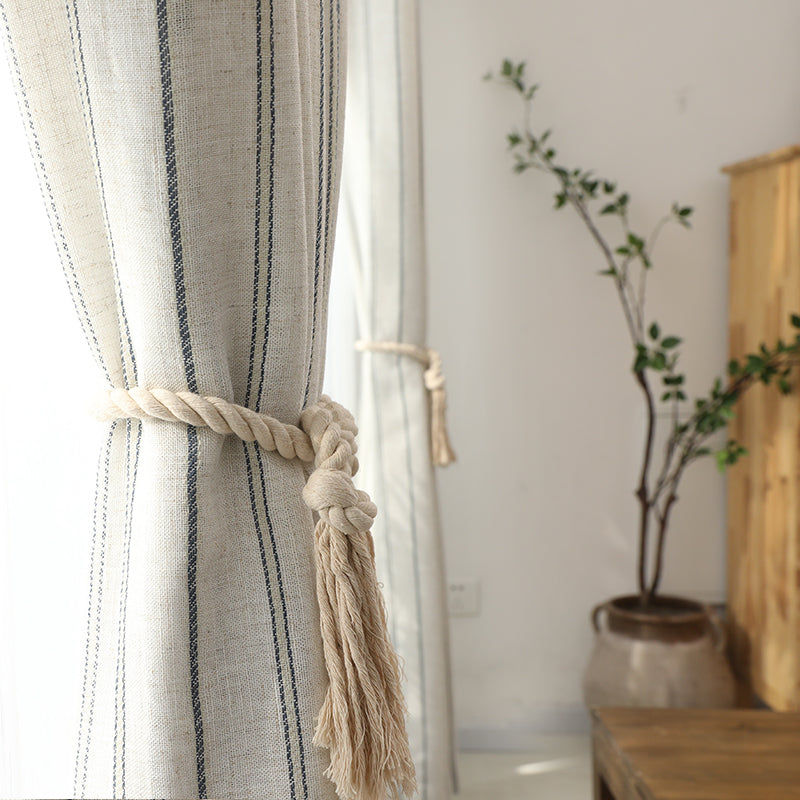 Minimal Linen Cotton Stripe Curtain │ Modern Simple Long Wide Window Drapes Besontique Home Decor
