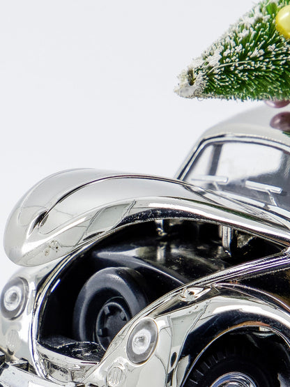 Dekoauto Xmas car silber 12,5cm