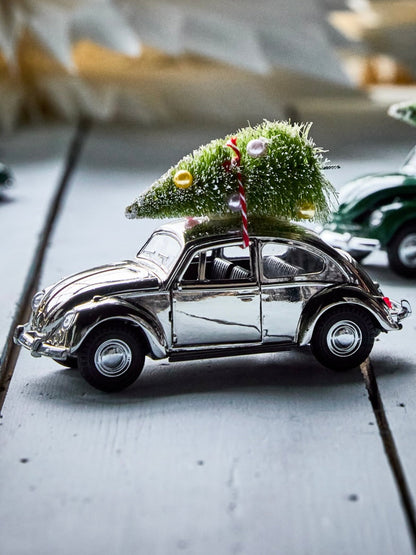 Dekoauto Xmas car silber 12,5cm