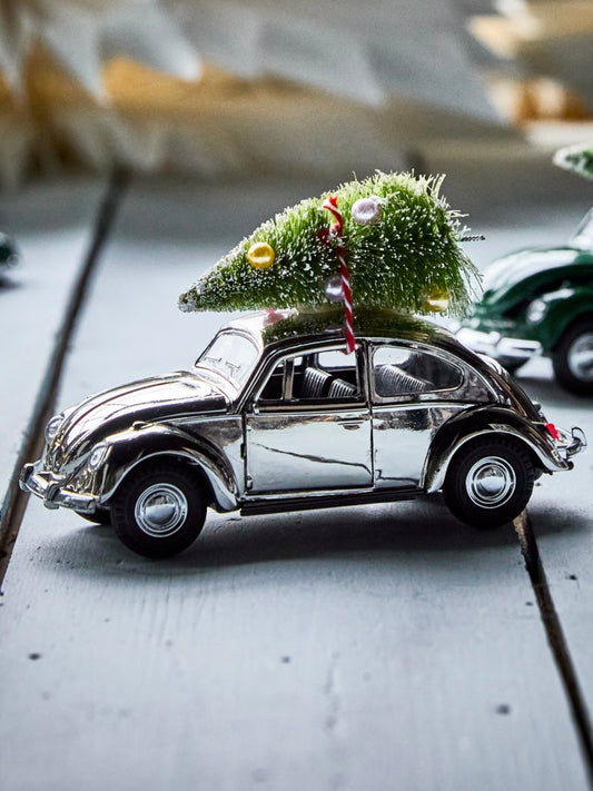 Dekoauto Xmas car silber 12,5cm