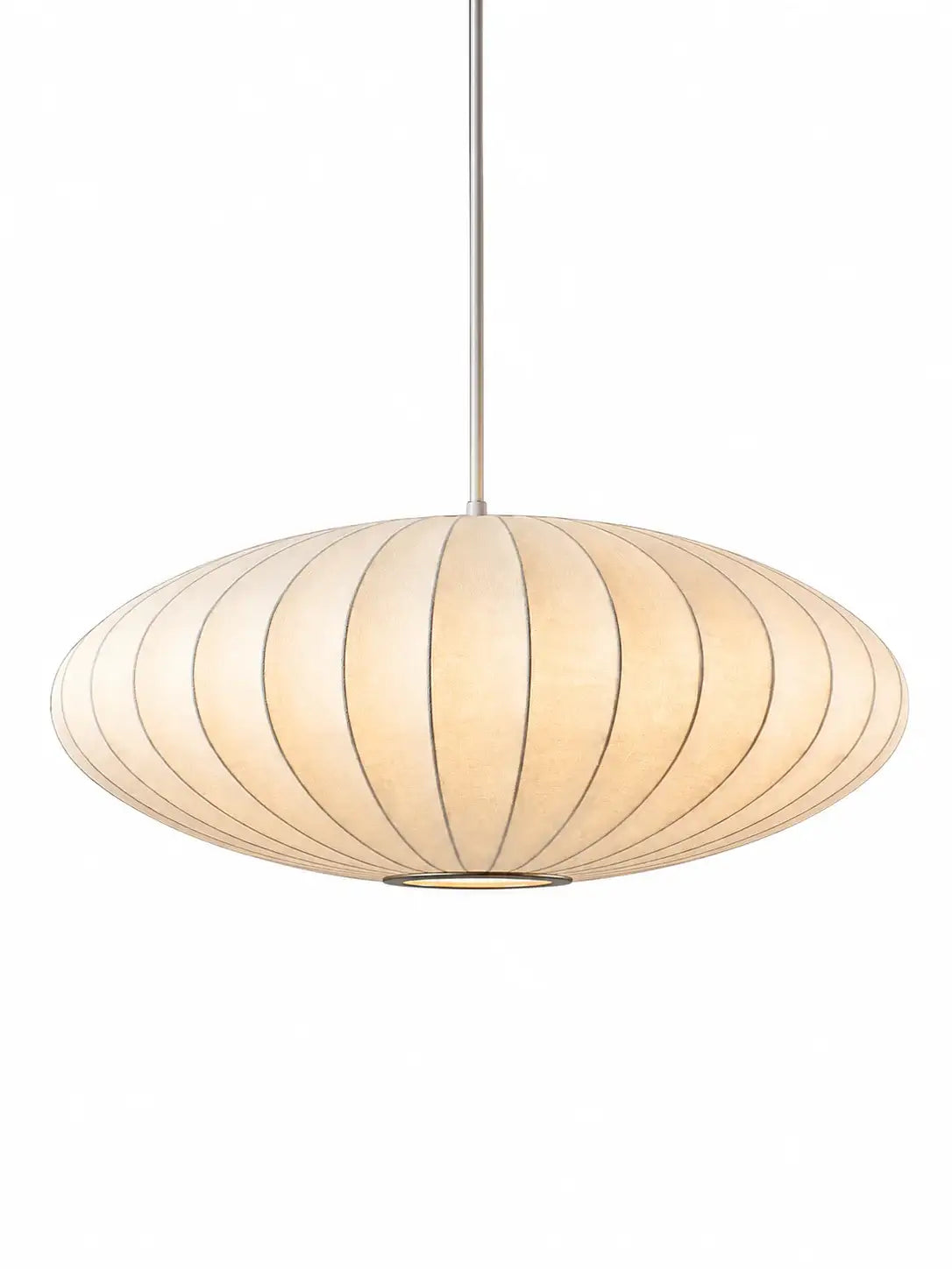 Minimal Nordic Silk Fabric Pendant Light │ Japandi style White Ceiling Hanging Chandelier - Besontique Home