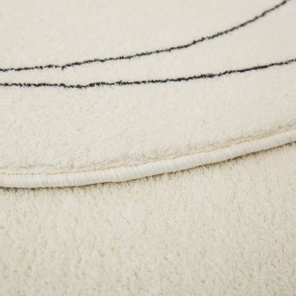 Modern White Irregular Abstract Line Art Rug Carpet │ Minimal Home Decoration Plush Floor Mat