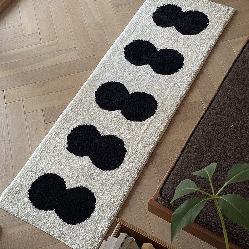 Modern Vintage Tufting Black / White / Brown Geometric Pattern Bedside Rug │ Soft Long Carpet  For Home Decor Besontique