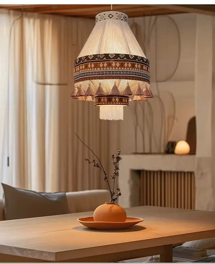Bohemian Fringe Pendant Tassel Ceiling Light – Boho Style Chandelier for Home Décor - Besontique Home