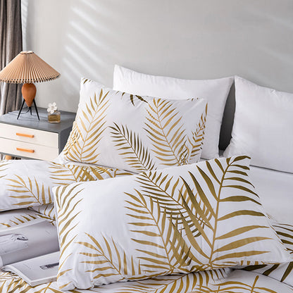 Modern Style Gold Green Botanical Print Bedding Set │ High Quality Soft Comfortable Bed Duvet cover Pillow case Besontique Home Decor