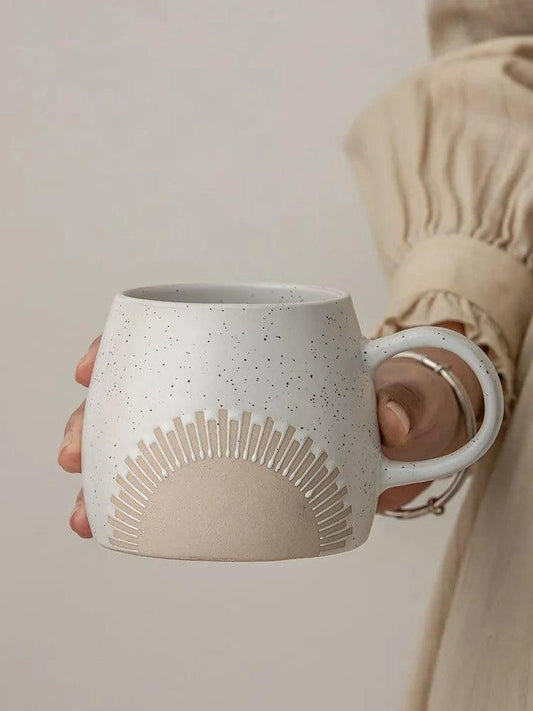 Aesthetic Vintage Coffee Mug Cup │ Ceramic High Temperature Resistance Big Belly Cup │ Kitchenware - Besontique Home