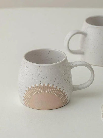 Aesthetic Vintage Coffee Mug Cup │ Ceramic High Temperature Resistance Big Belly Cup │ Kitchenware - Besontique Home