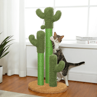 Kaktus-Katzenkratzbaum mit interaktivem baumelnden Ball | Haustierfreundliches Katzenkratzmöbel