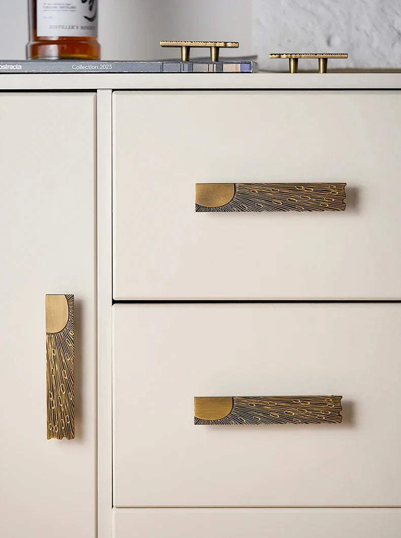 Antique Bronze Rectangular shape Furniture Door Knob │ Modern Vintage Brass style Kitchen Cabinet Handles - Besontique Home