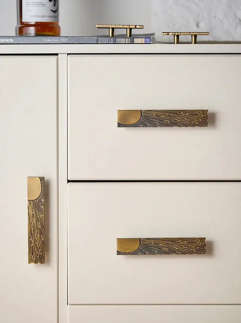 Antique Bronze Rectangular shape Furniture Door Knob │ Modern Vintage Brass style Kitchen Cabinet Handles - Besontique Home