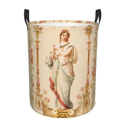 Aubusson Tapestry Printed Laundry Basket │ Foldable French Motif Decorative Hamper Organizer - Besontique Home