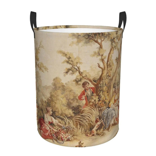 Aubusson Tapestry Printed Laundry Basket │ Foldable French Motif Decorative Hamper Organizer - Besontique Home