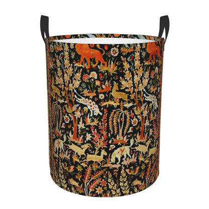 Aubusson Tapestry Printed Laundry Basket │ Foldable French Motif Decorative Hamper Organizer - Besontique Home