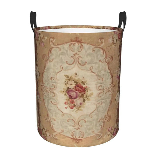 Aubusson Tapestry Printed Laundry Basket │ Foldable French Motif Decorative Hamper Organizer - Besontique Home