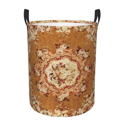 Aubusson Tapestry Printed Laundry Basket │ Foldable French Motif Decorative Hamper Organizer - Besontique Home