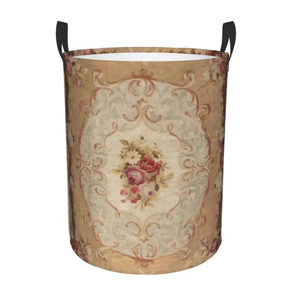 Aubusson Tapestry Printed Laundry Basket │ Foldable French Motif Decorative Hamper Organizer - Besontique Home
