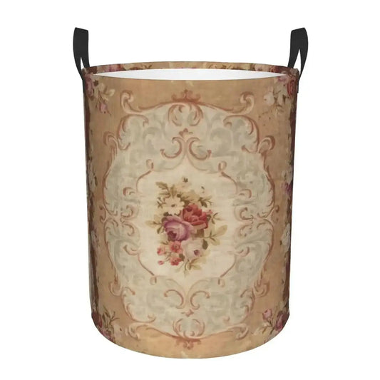 Aubusson Tapestry Printed Laundry Basket │ Foldable French Motif Decorative Hamper Organizer - Besontique Home