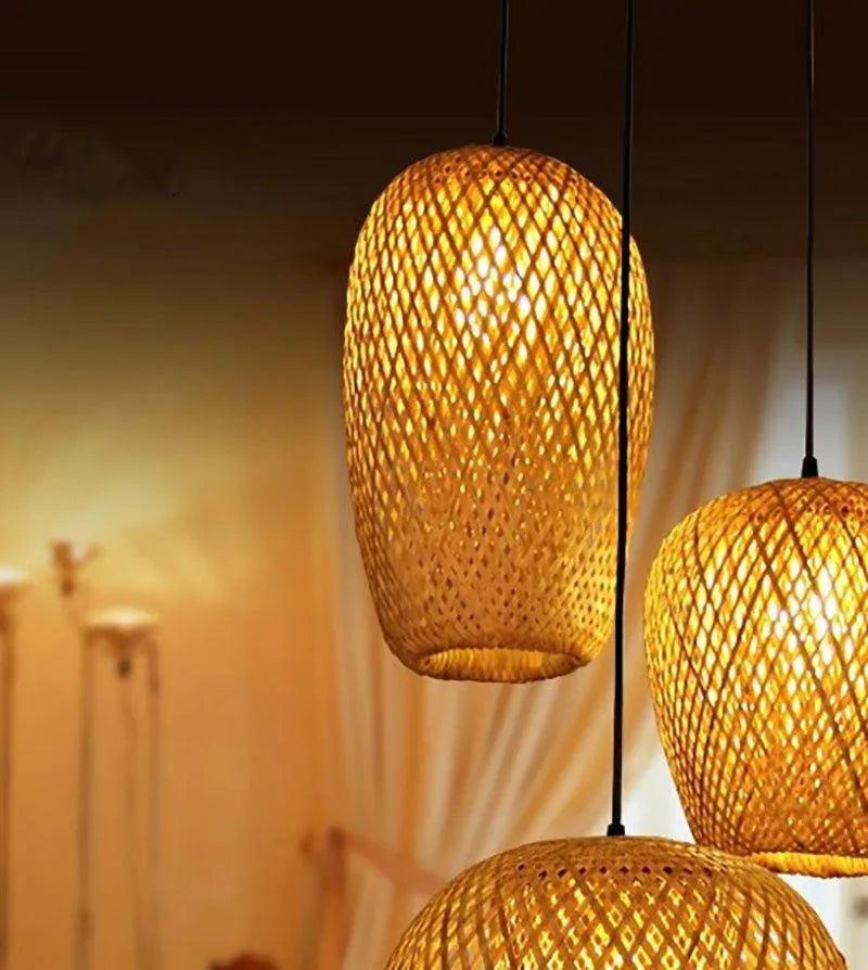 Bamboo Hanging Ceiling Lamp A │ Handmade Wooden Ratten Lighting For Home Decoration - Besontique Home