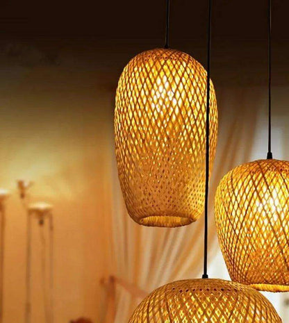 Bamboo Hanging Ceiling Lamp A │ Handmade Wooden Ratten Lighting For Home Decoration - Besontique Home