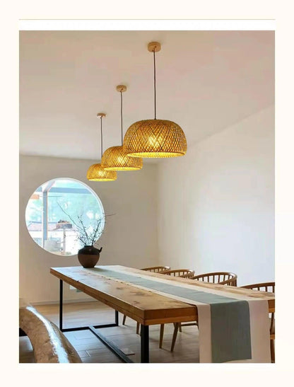 Bamboo Hanging Ceiling Lamp C │ Handmade Wooden Ratten Lighting For Home Decoration - Besontique Home