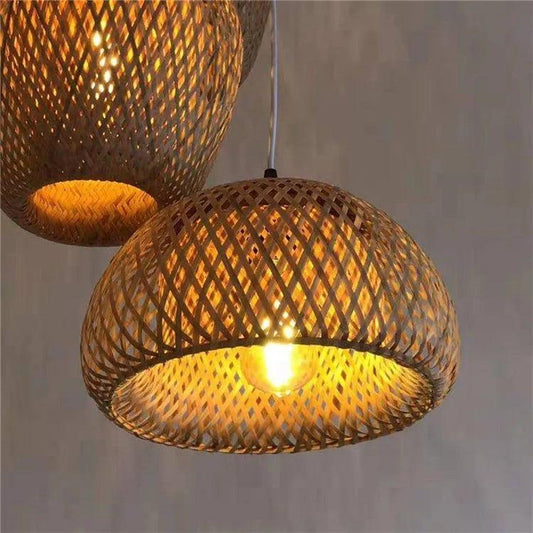 Bamboo Hanging Ceiling Lamp C │ Handmade Wooden Ratten Lighting For Home Decoration - Besontique Home