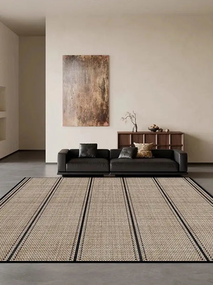 Beige Black Plaid Pattern Modern Rug │ Artistic Retro Style Anti-slip bottom Large Carpet - Besontique Home