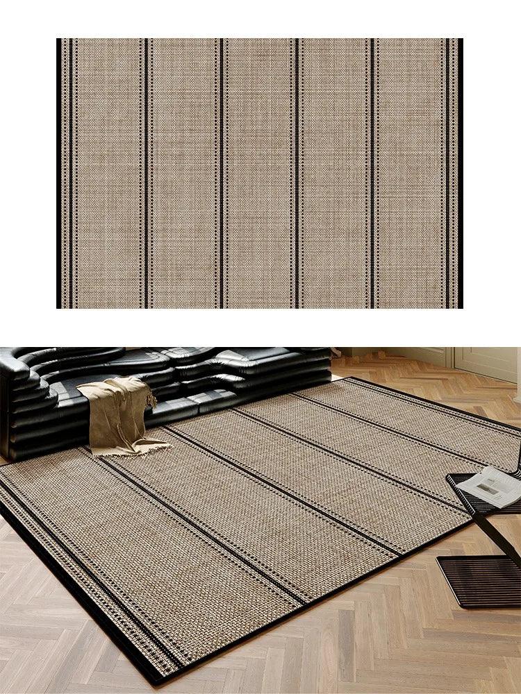 Beige Black Plaid Pattern Modern Rug │ Artistic Retro Style Anti-slip bottom Large Carpet - Besontique Home